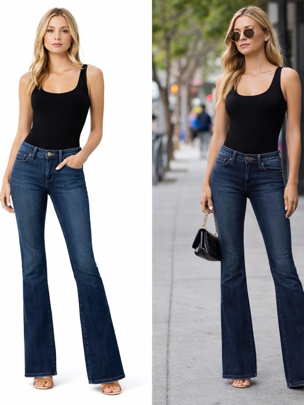 PAIGE Dark Blue Flare Jeans - Low Rise Flare Y2K Size 28 EUC